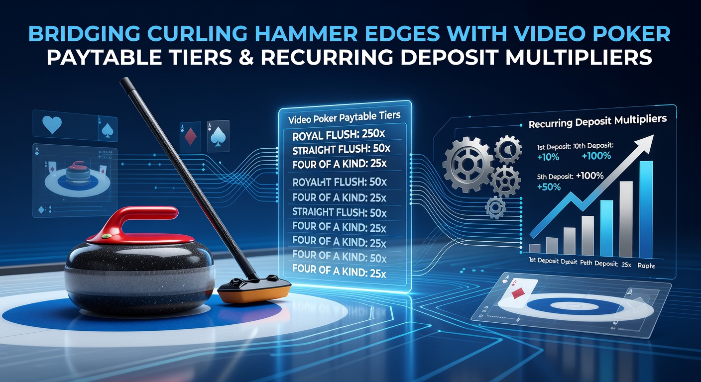Curling ice surface showing hammer stone positioning alongside casino video poker terminal displays