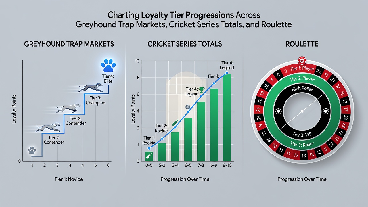 Detailed view of loyalty dashboard displaying greyhound, cricket, and roulette progression metrics
