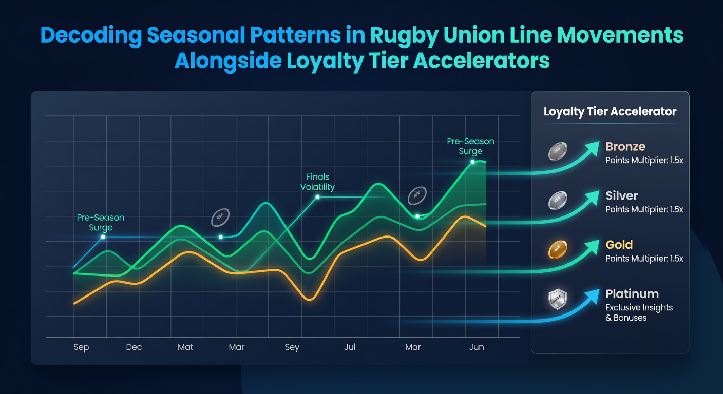 Rugby union pitch during a match with overlaid betting line charts showing seasonal movement trends