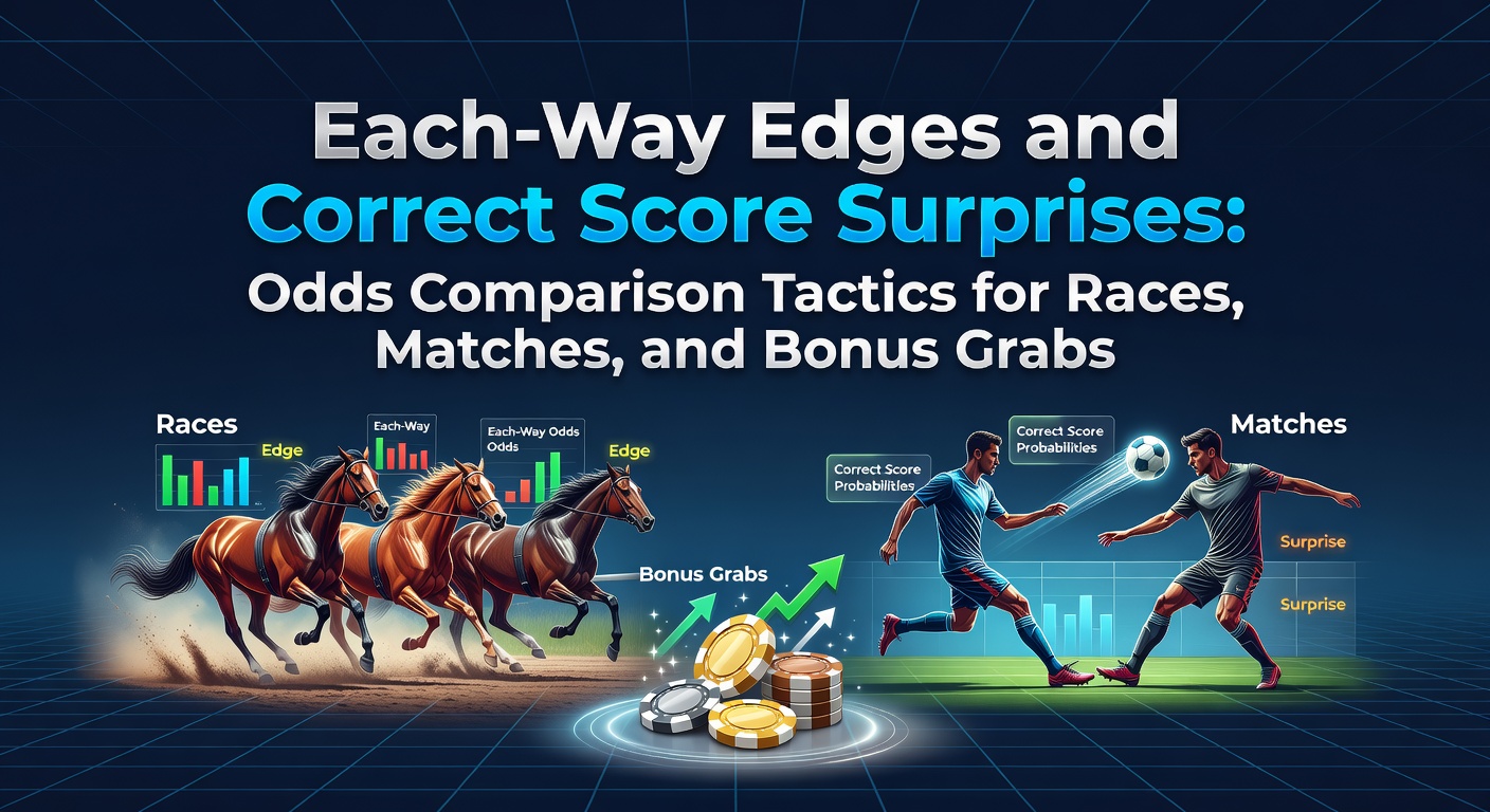 Horse racing each-way bet slip highlighting place terms and odds comparison across bookmakers