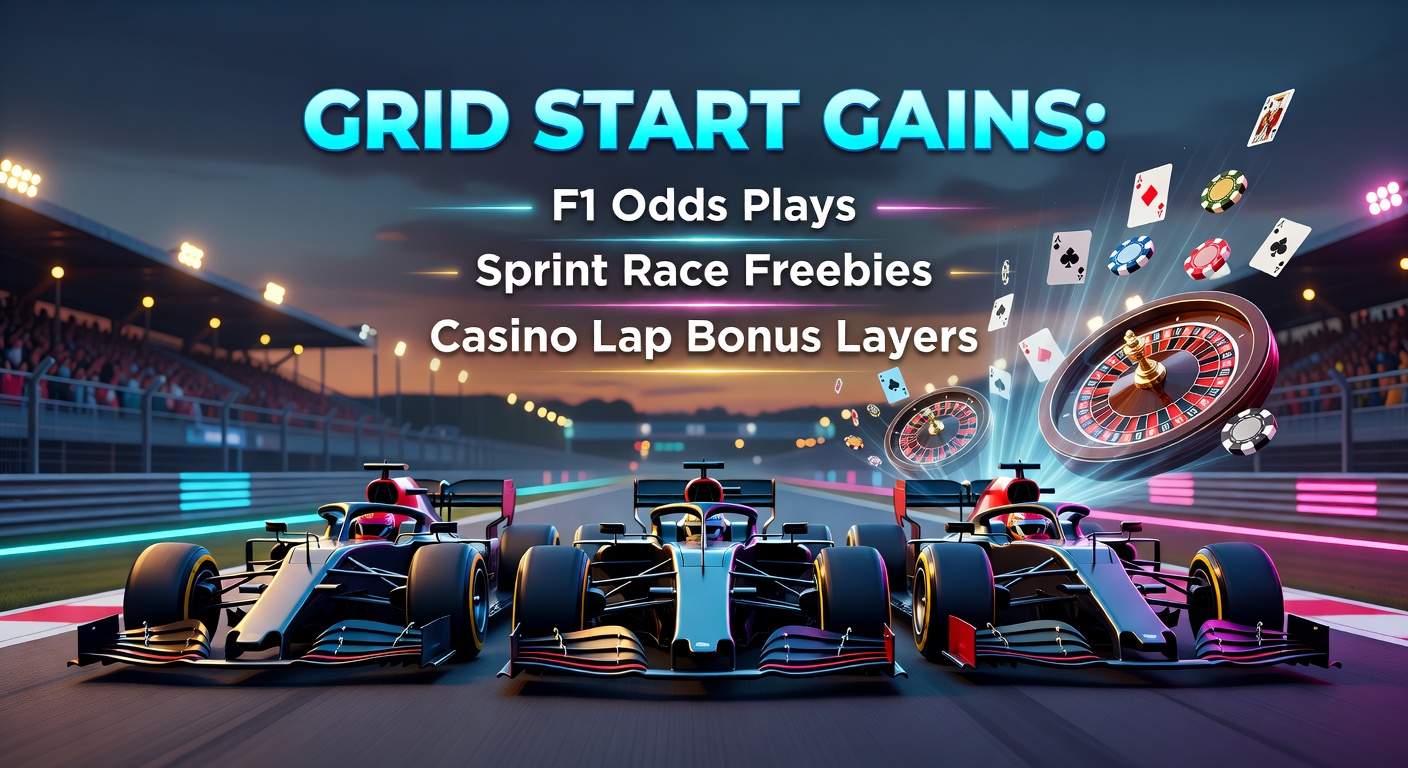 Formula 1 cars lined up on the starting grid at dusk, highlighting qualifying positions and betting opportunities