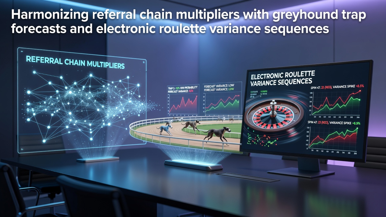Diagram showing integration of referral multipliers, greyhound trap data, and roulette variance tracking
