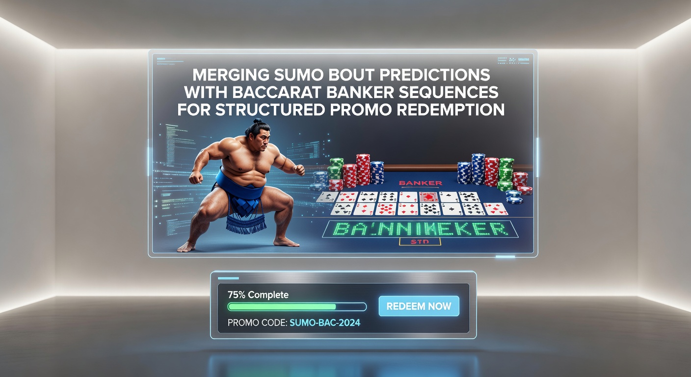 Sumo wrestlers in a competitive bout alongside baccarat table sequences used for promo tracking