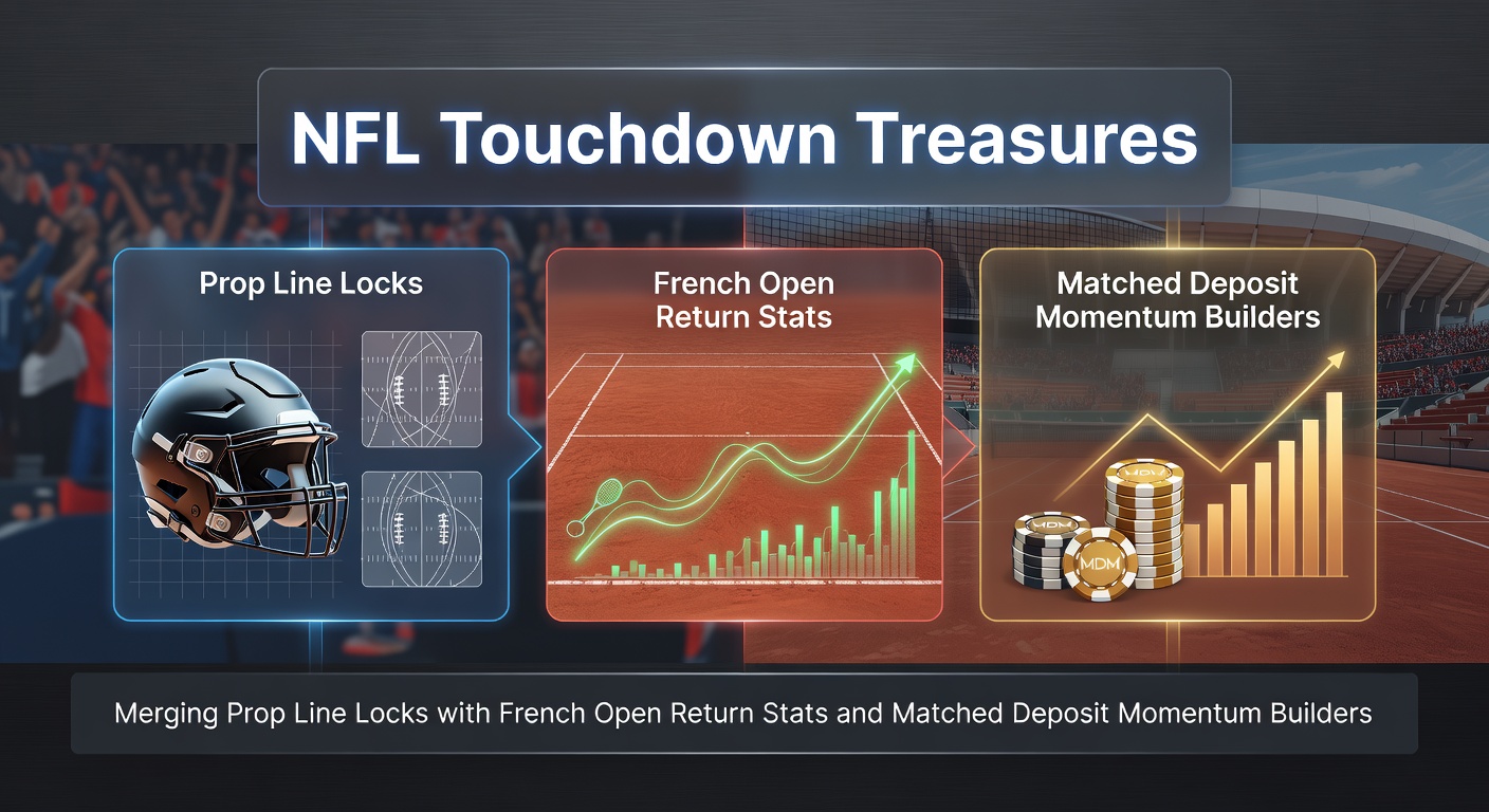 NFL player celebrating a touchdown amid clay court tennis action and bonus offer graphics