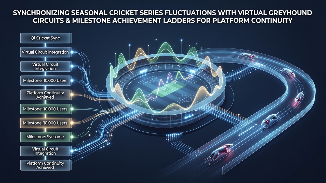 Platform interface displaying synchronized cricket schedules alongside virtual greyhound racing tracks and achievement progress indicators