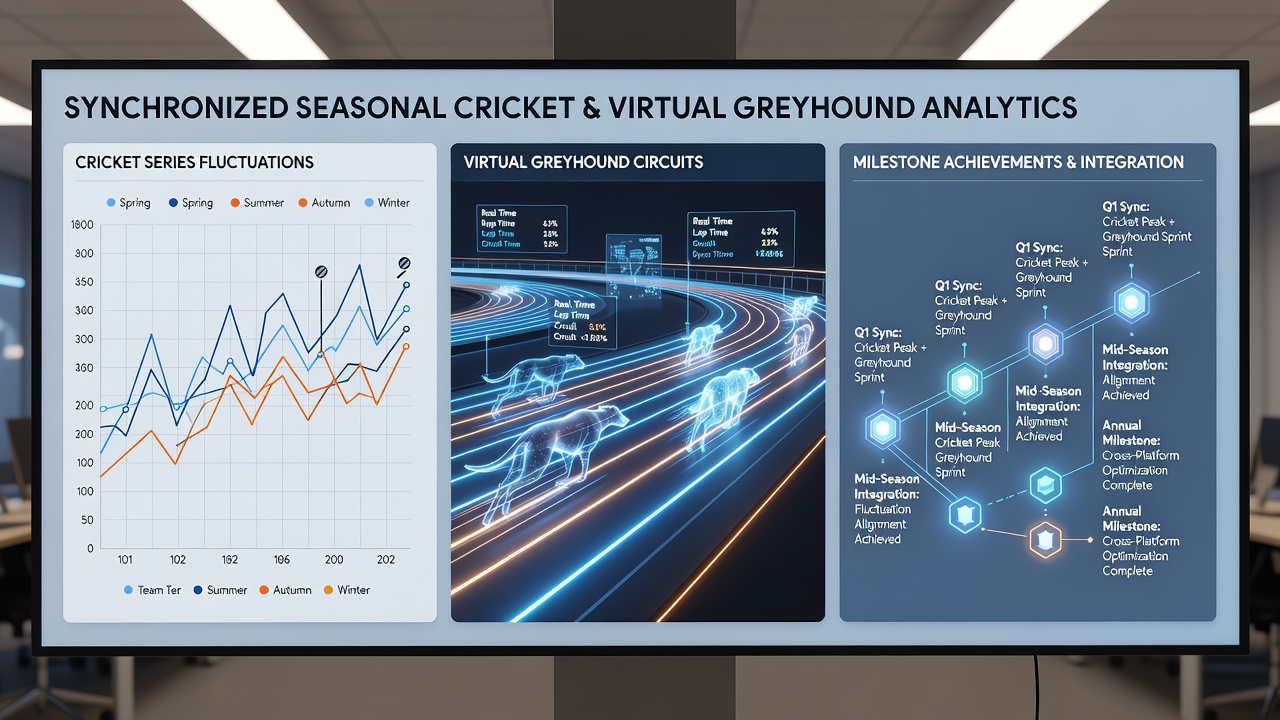 Dashboard view of milestone achievement ladders integrated with cricket and virtual racing data streams